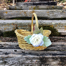 Load image into Gallery viewer, Champagne gold flower girl basket- Flower girl basket gold modern- Sage and gold wedding decor