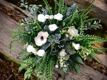 Load image into Gallery viewer, White anemone, ranunculus and mixed greenery wedding bouquet - Anemone bridesmaids bouquets- Anemone boutonniere