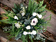 Load image into Gallery viewer, White anemone, ranunculus and mixed greenery wedding bouquet - Anemone bridesmaids bouquets- Anemone boutonniere