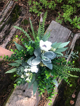 Load image into Gallery viewer, White anemone, ranunculus and mixed greenery wedding bouquet - Anemone bridesmaids bouquets- Anemone boutonniere
