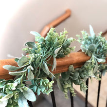 Load image into Gallery viewer, Frosted eucalyptus and lamb's ear garland for wedding centerpiece table decor