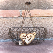 Load image into Gallery viewer, Rustic flower girl basket personalized , Wire basket for flower girl boho wedding unique