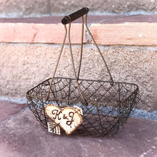 Load image into Gallery viewer, Rustic flower girl basket personalized , Wire basket for flower girl boho wedding unique