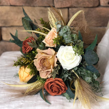 Load image into Gallery viewer, Wheat pampas grass terracotta bridesmaid bouquets