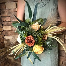 Load image into Gallery viewer, Wheat pampas grass terracotta bridesmaid bouquets
