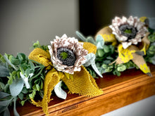 Load image into Gallery viewer, Sunflower fall garland for mantle- Autumn garland for doorway - Fall decorations for the home - Greenery garland for fall wedding