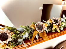 Load image into Gallery viewer, Sunflower fall garland for mantle- Autumn garland for doorway - Fall decorations for the home - Greenery garland for fall wedding