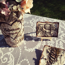 Load image into Gallery viewer, Birch table numbers - Wedding table numbers white birch bark - Wood table numbers for event
