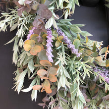Load image into Gallery viewer, Artificial faux Eucalyptus wreath | Spring wreath for front door for outdoors | Lavender wreaths