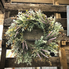 Load image into Gallery viewer, Artificial faux Eucalyptus wreath | Spring wreath for front door for outdoors | Lavender wreaths