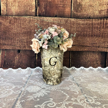 Load image into Gallery viewer, Custom monogramed wood vase - Personalized initial vase - Family name gift unique
