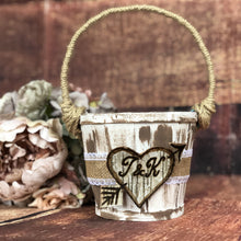 Load image into Gallery viewer, Rustic flower girl basket Personalized flower girl basket Flower girl basket rustic Flower girl basket personalized