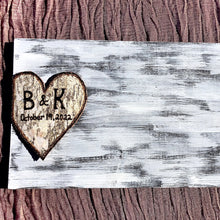 Load image into Gallery viewer, Birch bark rustic wedding guest book | Wedding guest book unique | Engraved guest book for wedding