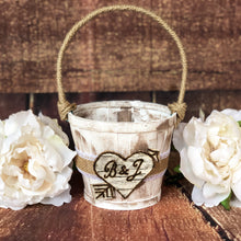 Load image into Gallery viewer, Rustic flower girl basket Personalized flower girl basket Flower girl basket rustic Flower girl basket personalized