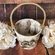 Load image into Gallery viewer, Rustic flower girl basket Personalized flower girl basket Flower girl basket rustic Flower girl basket personalized