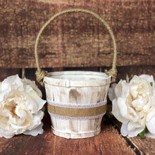 Load image into Gallery viewer, Rustic flower girl basket Personalized flower girl basket Flower girl basket rustic Flower girl basket personalized