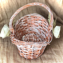Load image into Gallery viewer, Terracotta burnt orange flower girl basket - Boho flower girl basket with sola wood flowers and pampas grass