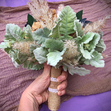 Load image into Gallery viewer, Pampas grass wedding bouquet with navy flowers Boho wedding bouquet navy Navy wedding bouquet rustic