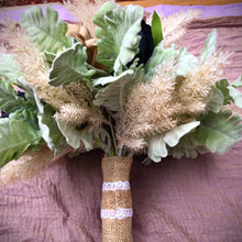 Load image into Gallery viewer, Pampas grass wedding bouquet with navy flowers Boho wedding bouquet navy Navy wedding bouquet rustic