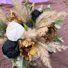 Load image into Gallery viewer, Pampas grass wedding bouquet with navy flowers Boho wedding bouquet navy Navy wedding bouquet rustic