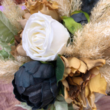 Load image into Gallery viewer, Pampas grass wedding bouquet with navy flowers Boho wedding bouquet navy Navy wedding bouquet rustic