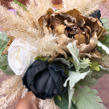 Load image into Gallery viewer, Pampas grass wedding bouquet with navy flowers Boho wedding bouquet navy Navy wedding bouquet rustic