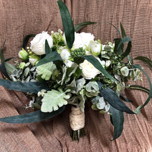 Load image into Gallery viewer, White peony boutonniere, White flowers with greenery boutonnieres, Classic wedding boutonnieres