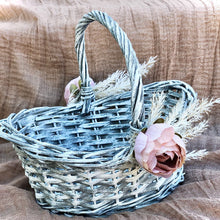 Load image into Gallery viewer, Flower girl basket white - Pampas grass wedding decor - Set of 2 flower girl baskets rustic
