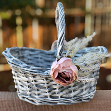 Load image into Gallery viewer, Pampas grass flower girl basket, Flower girl basket with pampas grass, Boho flower girl basket trendy