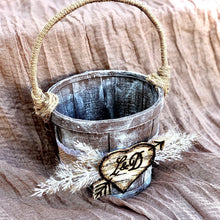 Load image into Gallery viewer, Flower girl basket personalized with pampas grass - Boho wedding basket custom - Boho rustic wedding decor