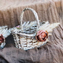Load image into Gallery viewer, Flower girl basket white - Pampas grass wedding decor - Set of 2 flower girl baskets rustic