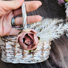 Load image into Gallery viewer, Flower girl basket white - Pampas grass wedding decor - Set of 2 flower girl baskets rustic