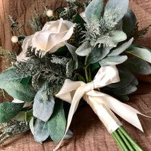 Load image into Gallery viewer, Winter bridal bouquet shimmering, Iced bridal bouquet, Winter wedding bridal bouquet