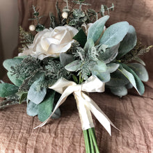 Load image into Gallery viewer, Winter bridal bouquet shimmering, Iced bridal bouquet, Winter wedding bridal bouquet