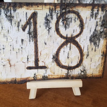 Load image into Gallery viewer, Birch table numbers - Wedding table numbers white birch bark - Wood table numbers for event