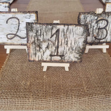 Load image into Gallery viewer, Birch table numbers - Wedding table numbers white birch bark - Wood table numbers for event