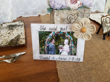 Load image into Gallery viewer, Engagement gifts for couple Rustic bridal shower decorations Engagement photo frame Engagement party decorations