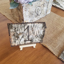 Load image into Gallery viewer, Birch table numbers - Wedding table numbers white birch bark - Wood table numbers for event