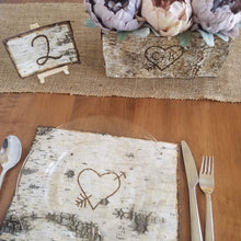 Load image into Gallery viewer, Birch table numbers - Wedding table numbers white birch bark - Wood table numbers for event