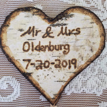Load image into Gallery viewer, Birch bark personalized wedding cake topper- Rustic wedding bark cake topper