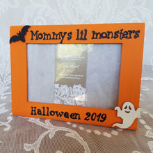 Load image into Gallery viewer, Halloween decor Halloween decorations Halloween picture frame Halloween keepsake Halloween frame Lil monster Mommys monsters Ghost Bat