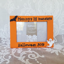 Load image into Gallery viewer, Halloween decor Halloween decorations Halloween picture frame Halloween keepsake Halloween frame Lil monster Mommys monsters Ghost Bat