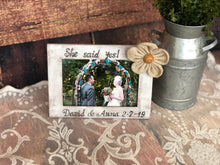 Load image into Gallery viewer, Engagement gifts for couple Rustic bridal shower decorations Engagement photo frame Engagement party decorations