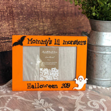 Load image into Gallery viewer, Halloween decor Halloween decorations Halloween picture frame Halloween keepsake Halloween frame Lil monster Mommys monsters Ghost Bat