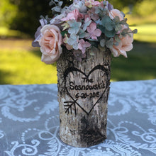Load image into Gallery viewer, Custom wood burning wood vase | Best selling wood items | Wood engraving | Anniversary gift for wife | Engraved vase | Custom wood carving