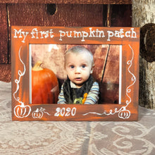 Load image into Gallery viewer, First pumpkin patch - Fall home decor frames - Cutest pumpkin in the patch - Fall gifts for baby - New baby gift - Signs for fall primitive
