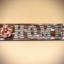 Load image into Gallery viewer, Corrugated tin home sign - Rustic home sign- Rustic wall decor - Housewarming gift for couple- Metal home sign- Custom home sign for wall
