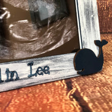 Load image into Gallery viewer, Sonogram frame boy - Whale baby shower decor sign -  Baby shower centerpiece boy - Nautical baby shower decorations - Nautical centerpiece