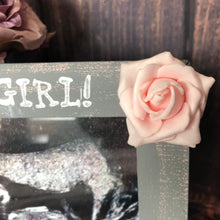 Load image into Gallery viewer, Girl baby shower centerpiece Pink and gray baby shower decorations Rustic baby shower decorations girl Pregnancy announcement girl
