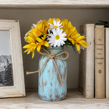 Load image into Gallery viewer, Hand painted mason jars custom colors with sunflowers